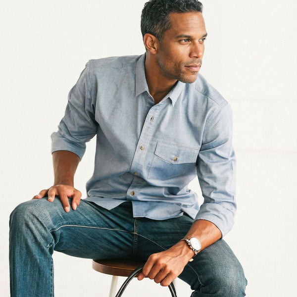 Men's Casual Shirt - Author in Harbor Blue Oxford Men's Casual Shirt - Author in Harbor Blue Oxford