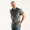 Batch Builder Casual Men's Short Sleeve Shirt In Gray on Body Image