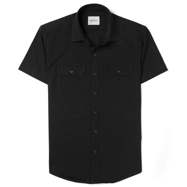 Batch Men's Utility Short Sleeve Shirt Constructor in Black Cotton