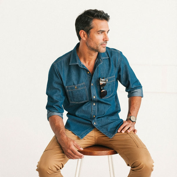 denim dress shirt mens Men's Utility Shirt
