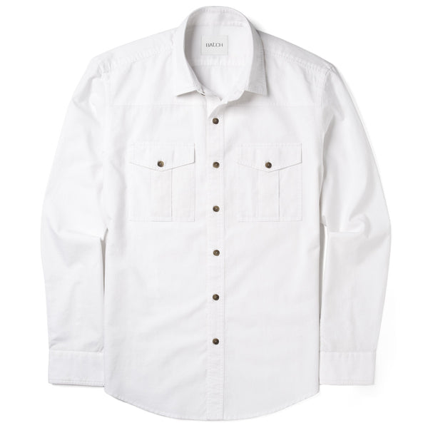 Men's Utility Shirt - Curator in Pure White Oxford | Batch