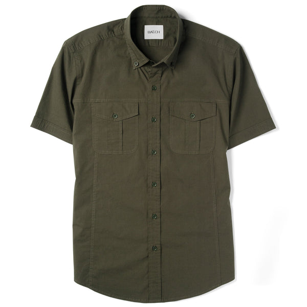 Men's Utility Shirt - Short Sleeve Editor in Fatigue Green | Batch