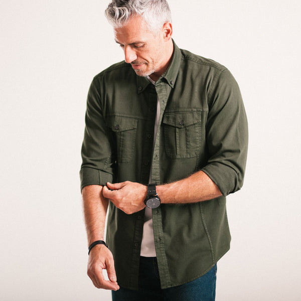BUTCHER PRODUCTS UTILITY SHIRT OLIVE　 42 EditorVintageGreen_grande.jpg?