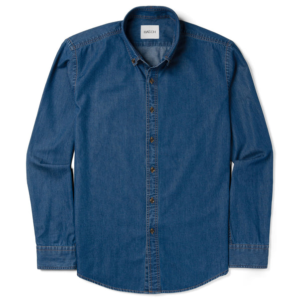 white christmas dresses Button down denim shirt ”Sartoriale collection”