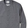 Essential Band Collar 1 Pocket Button Down Shirt - Flint Gray Cotton Twill