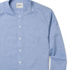 Batch Men's Essential Band Collar Button Down Shirt - Classic Blue Cotton Oxford Image Close Up