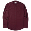 Essential Band Collar Button Down Shirt - Burgundy Cotton Stretch Poplin