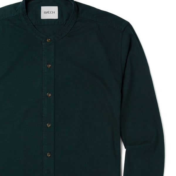 Men's Grey Standard Band Collar Textured Cotton Casual Shirt