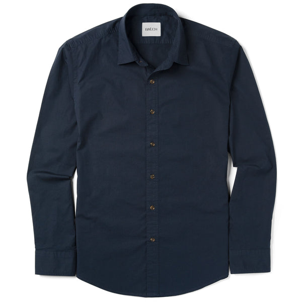 navy blue dress shirt men Men's Casual Button Down Shirt in Navy Blue Cotton Poplin Large