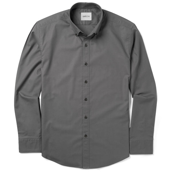 Men's Casual Button Down Shirt in Slate Gray Cotton Twill Large