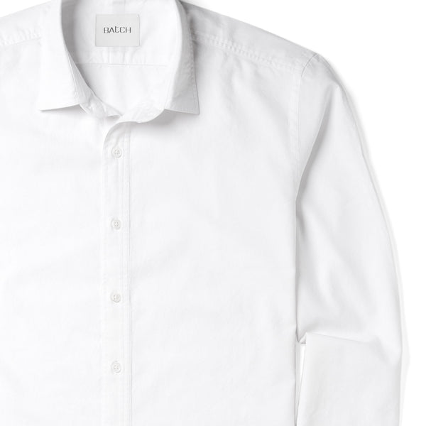 Men's Casual Button Down Shirt in Pure White Cotton Oxford | Batch