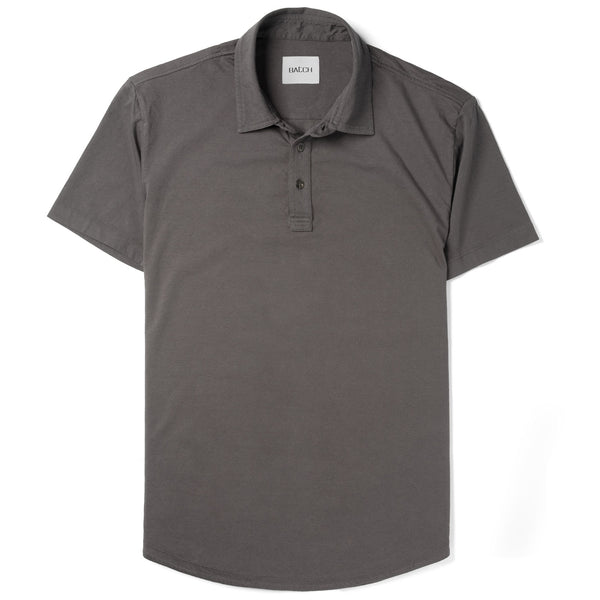 Men's Essential Polo - Short Sleeve in Slate Gray Cotton Jersey