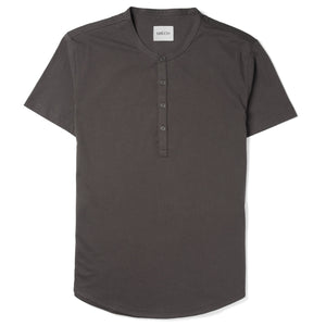 Batch Men's Essential Short Sleeve Curved Hem Henley – Slate Gray Cotton Jersey Image