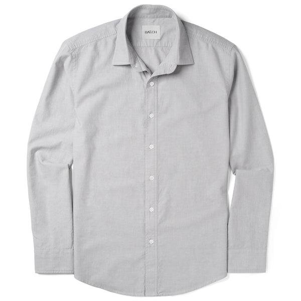 Men's Casual Button Down Shirt in Light Gray Cotton Oxford Medium Men's Casual Button Down Shirt in Light Gray Cotton Oxford Medium