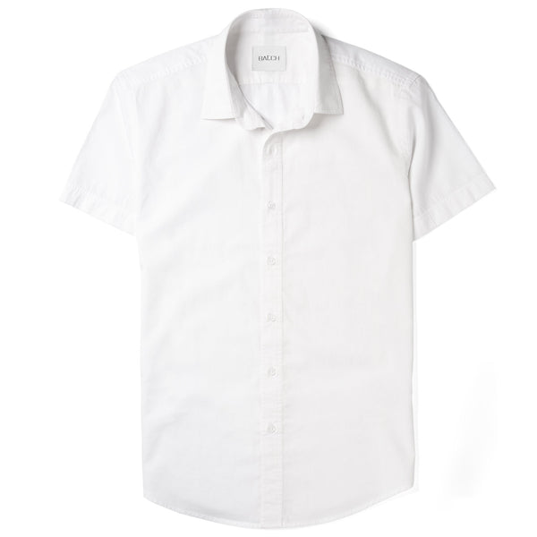 men dress shirt short sleeve white thick SOLID KNIT STRETCH W/ PLACKET TAPE DETAIL ST The Organic Short Sleeve Oxford