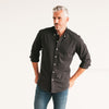 Batch Men's Essential Casual Knit Shirt - WB Black Cotton Pique Image On Body Standing Hands in Pockets
