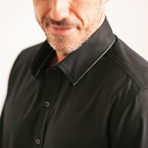 Focul - Black Line Shirt With Collar Edge Detail