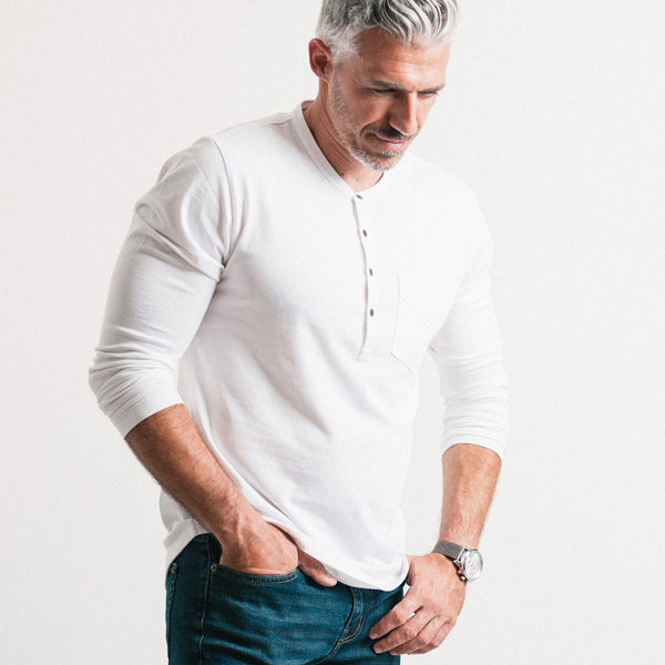 Henley - Maglietta da uomo a maniche corte in cotone con