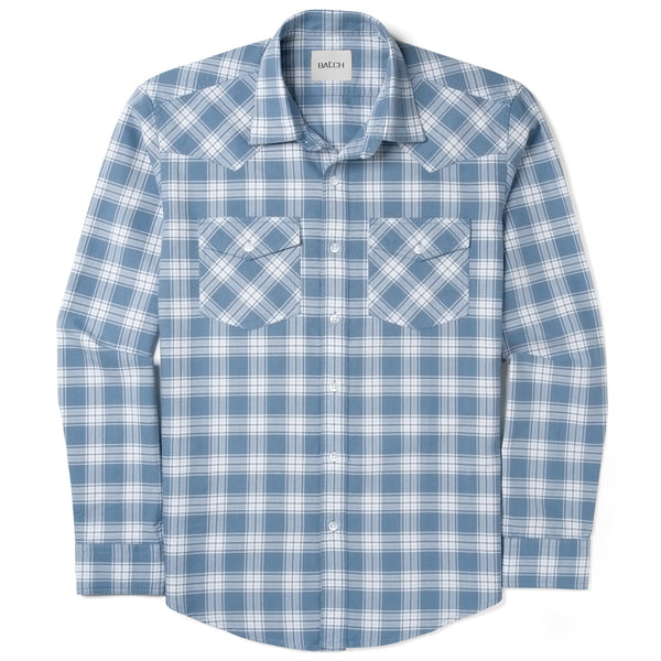 Men's Utility Shirt - Maker In Light Blue Oxford Plaid Medium | Large Men's Utility Shirt - Maker In Light Blue Oxford Plaid Medium | Large