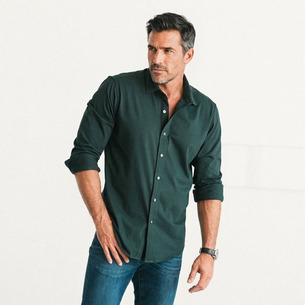 forest green dress shirt Men's Casual Button Down in Cotton Jersey X-large This exceptional dress shirt Color:Dark Periwinkle ✨ HANDMADE 1930'S STYLE valentines_collection