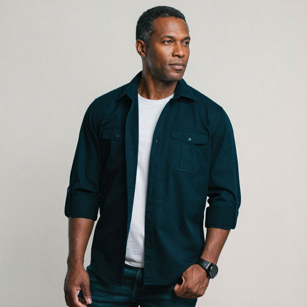 Men's Utility Shirt - Worker in Dark Navy Twill | Batch