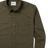 Batch Men's Author Casual Shirt – Dark Fatigue Green Cotton Twill Close Up of Pocket Image