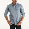 Batch Men's Author Shirt In Navy Cotton Oxford On Body Image