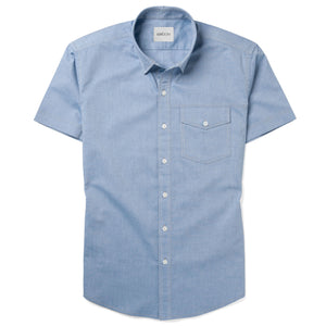Author Short Sleeve Casual Shirt in Classic Blue Cotton Oxford Image