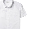 Batch Author Short Sleeve Casual Men's Shirt In Pure White Cotton Oxford Close-Up Image of Pocket