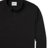 Batch Men's Essential Long Sleeve BDC Polo – Black Cotton Pique Image Close Up