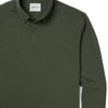 Batch Men's Essential Long Sleeve BDC Polo – Olive Green Cotton Pique Image Close Up