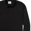 Batch Men's Essential Long Sleeve HBC Polo – Black Cotton Pique Image Close Up