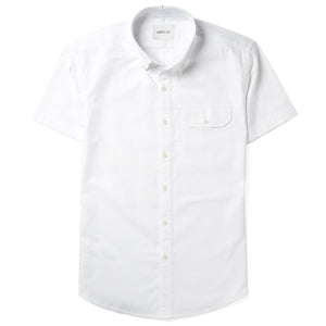 Batch Men's Builder Short Sleeve Casual Shirt Pure White Cotton Oxford Image