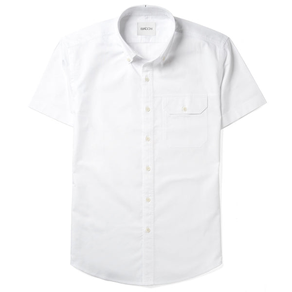 Men's Short Sleeve Casual Shirt - Builder in Pure White
