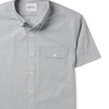 Batch Men's Builder Short Sleeve Casual Shirt Aluminum Gray Cotton End on end Pocket Close Up Image