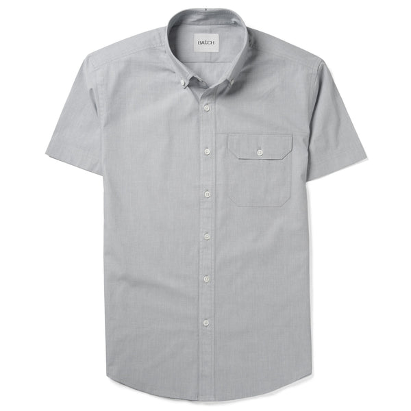 Men's Short Sleeve Casual Shirt - Builder in Aluminum Gray End-On-End Med / Large - Tall Men's Short Sleeve Casual Shirt - Builder in Aluminum Gray End-On-End Med / Large - Tall