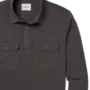 Batch Men's Constructor Polo Shirt Slate Gray Cotton Jersey Image Pocket Close Up