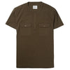 Batch Men's Constructor Short Sleeve Henley Shirt – Olive Green Cotton Jersey Front Image