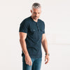Batch Men's Batch Men's Constructor Short Sleeve Henley Shirt – Navy Cotton Jersey Image On Body Front