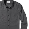 Convoy Two Pocket Men's Utility Shirt In Industrial Gray Mercerized Cotton Close-Up Image