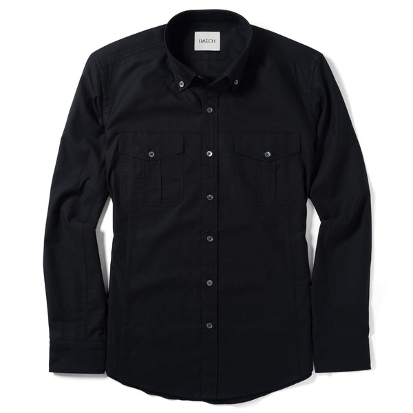 Editor Shirt – Jet Black Mercerized Cotton