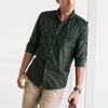 Editor Two Pocket Men's Utility Shirt In Olive Green Mercerized Cotton On Body With Chinos