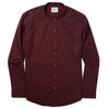 Batch Men's Essential Band Collar Button Down Shirt - Dark Burgundy Cotton Twill Image