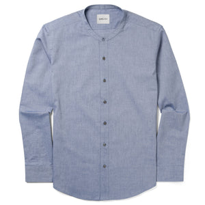 Batch Men's Essential Band Collar Button Down Shirt - Navy Cotton Oxford Image