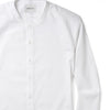 Batch Men's Essential Band Collar Button Down Shirt - Pure White Cotton Twill Image Close Up