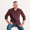 Batch Men's Essential T-Shirt Shirt - Burgundy Cotton Jersey Image On Body Sitting