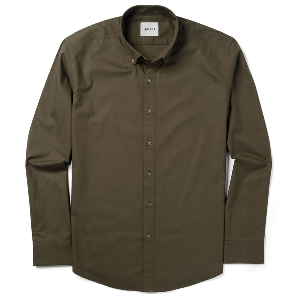Men's Casual Button Down Shirt in Olive Green Cotton Twill X-Large Men's Casual Button Down Shirt in Olive Green Cotton Twill X-Large