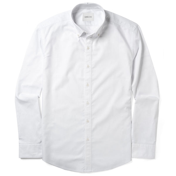 Men's Casual Button Down Shirt in Classic White Cotton Twill