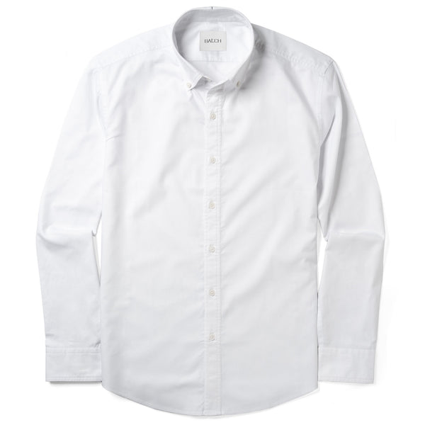 Men's Casual Button Down Shirt in Classic White Cotton Twill Medium Men's Casual Button Down Shirt in Classic White Cotton Twill Medium