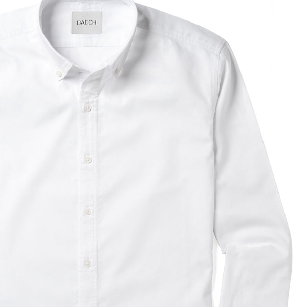 Men's Casual Button Down Shirt in Classic White Cotton Oxford
